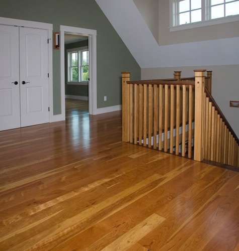Cherry Floor. Walnut Handrail.